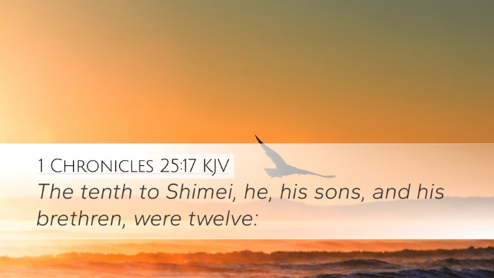 1 Chronicles 25:17 Bible Commentary